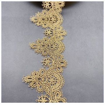 1Yard High Quality Lace Fabric 5.8cm Ribbon Embroidery Gold Lace Fabric Sewing Collar Trimmings Ribbon Lace encaje dentelle LP32