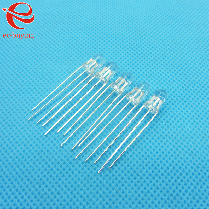 5mm LED Bi-Color Common Anode Round Light Emitting Diode Dual Color Red Green Brightness Ultra Bright Transparent 100 pcs/lot