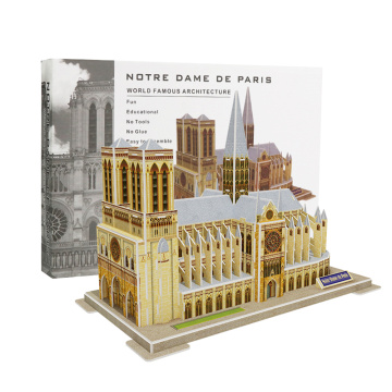 Notre Dame De Paris 3D Jigsaw Puzzle Wooden Assembled DIY Simulation Building Construction Model Puzzle Assembly Toys Gift Kids