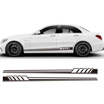 Automobile 2pcs Auto Side Skirt Car Sticker 507 Racing Stripe Side Body Garland for Mercedes Benz C Class W204 W205 AMG