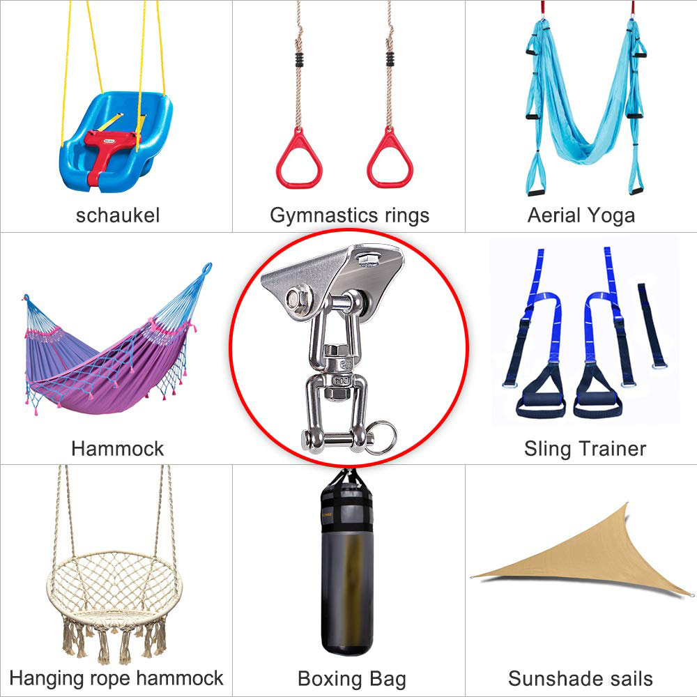 Hammock Ceiling Hook 450 Kg Capacity 360°Rotating Ceiling Hook Swing Hammock Chair Sandbag Sling Trainer Yoga Gym Outdoor Tools