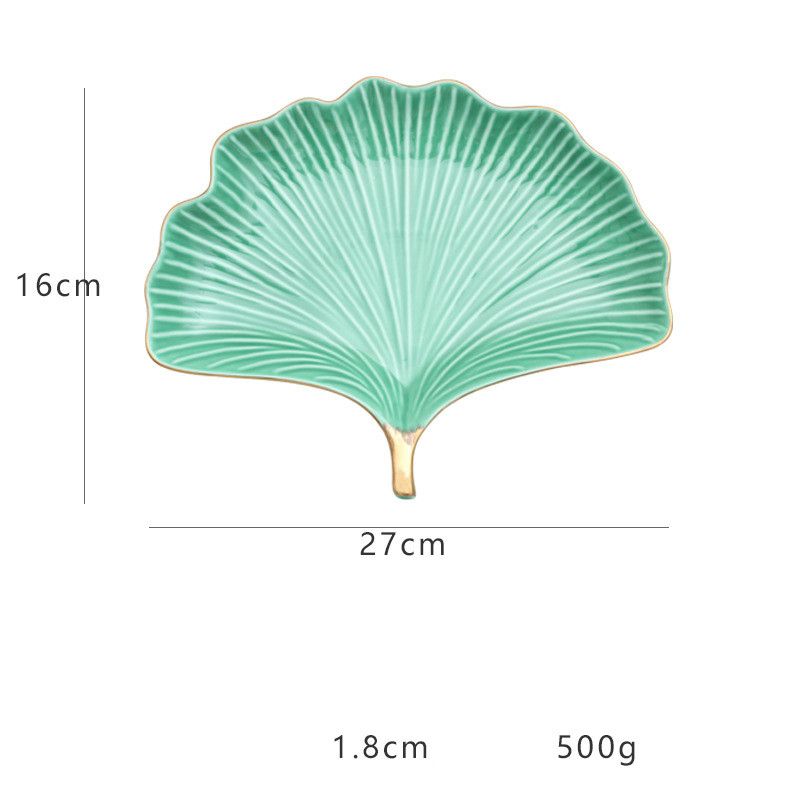 Ceramic Plate Ginkgo biloba shape Porcelain Dinner Plate Glaze Steak Fruit Nuts Tray Party Snack Dishes porcelain tray