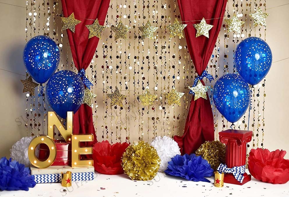 Children's Birthday Party Theme Photo Backdrop Ballons Glitter Wall Curtain Photography Props for Photo Studio