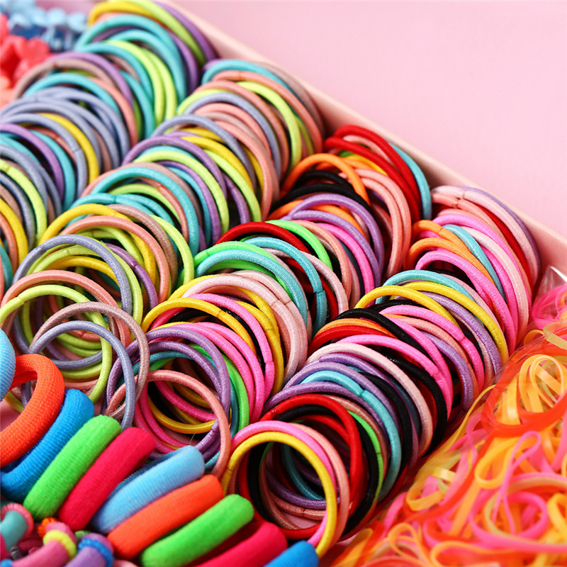 Mixed Rainbow Colorful Elastic Hair Bands Rope Mini Flower Hair Clips Grip Claw Barrettes Set Rubber Bands Hair Accessories