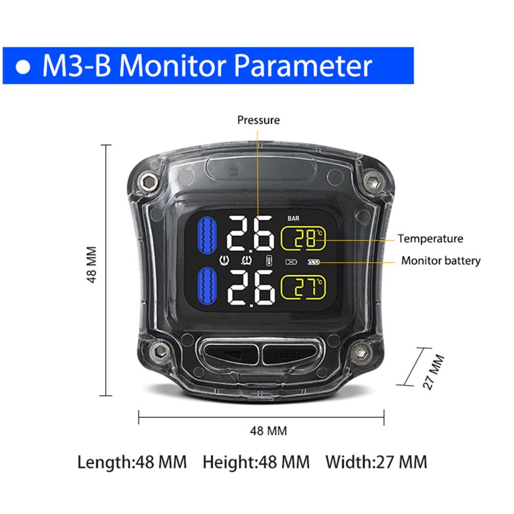M3-B Wireless Motorcycle TPMS Tire Pressure Monitoring System TPMS Motorcycle Tire Pressure Universal 2 External Internal Sensor