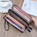 Puimentiua Long Women's Wallet Female Purses Tassel Coin Purse Card Holder Wallets Female Leather Double Zip Clutch Bag Wallets