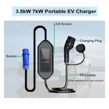 3.5kW 7kW AC Portable EV Charger With Screen