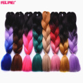 Feilimei Gray Jumbo Braiding Hair Extension Synthetic Heat Resistant Hair Purple/Blue/Pink/Black Ombre Crochet Braids Hair