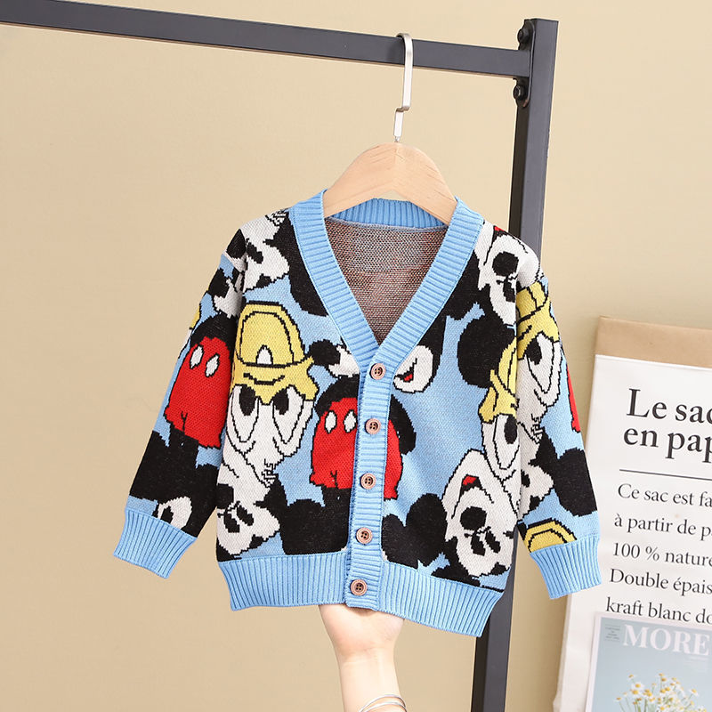 Boys and Girls Coat 2020 Spring and Autumn New V-neck Cardigan Children's Long-Sleeved Baby Sweater Sweater Baby Girl Sweater