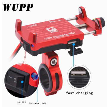 WUPP Motorcycle Phone Holder With USB Power Charger for 4.5-6.2