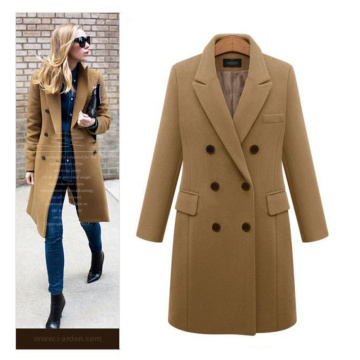 Winter Women Wool Coats 2020 Casual Effects Jackets Woolen Overcoat Elegant Double Breasted Long Ladies Coat Plus Size Outwear