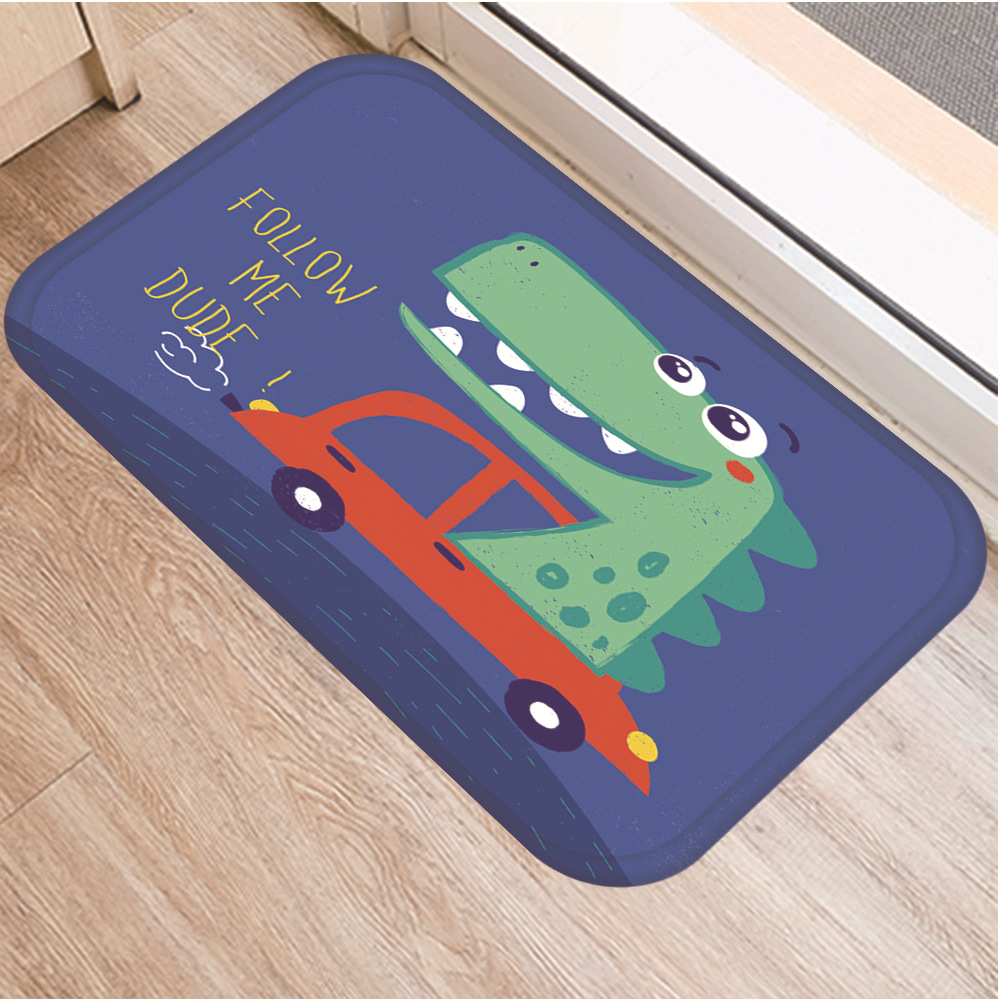 Dinosaur Print Floor Mat Carpet Soft Flannel Doormat Rugs for Bedroom Living Room Door Floor Hallway Mats