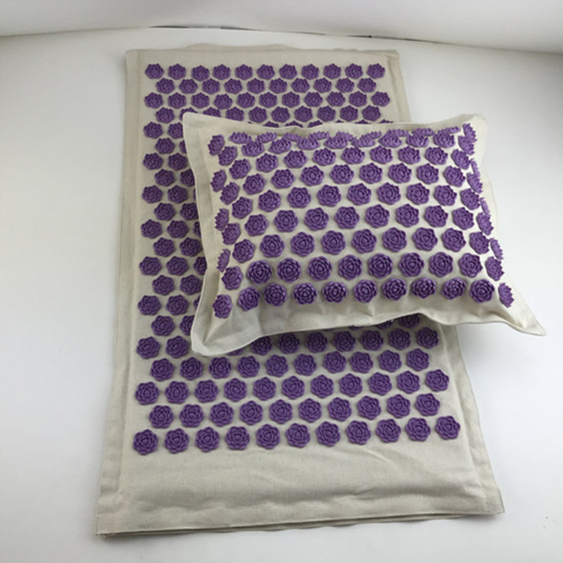 Massage Mat Set Eco Linen Coconut Fiber Buckwheat Shell Spike Mat Pillow With Bag Relief Pain Gives Energy Massager
