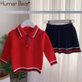 Humor Bear Girls Clothes Suit Autumn Winter New College Style Girls Sweater + Skirt Sets For 2-6T Children Clothes For Girl