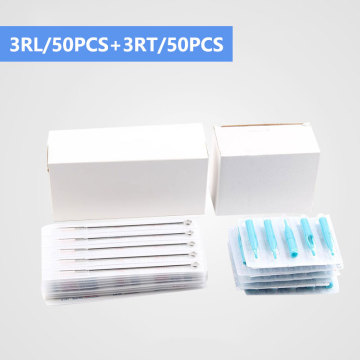 (3RL+3RT) 50 PCS Disposable Sterile Tattoo Needle+50PCS Blue Disposable Tattoo tips Free shipping tattoo needle product