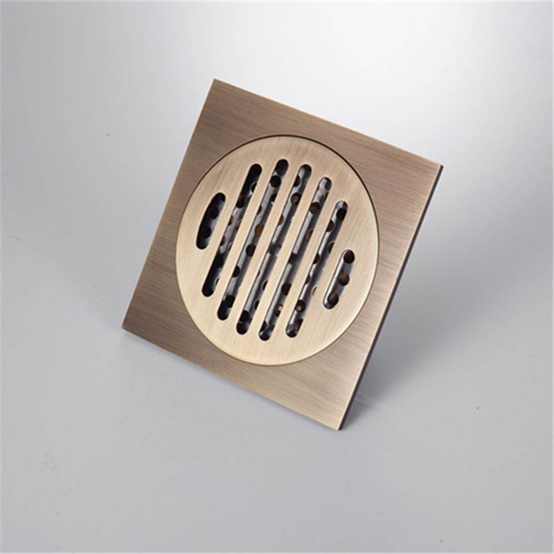 LIUYUE Floor Drains Brass Black Square 10×10 cm Bathroom Shower Floor Drain Waste Grate With Hair Strainer Hardware Accessories