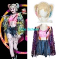 2020 Movie Birds of Prey And Harley Quinn Cosplay Costume Harleen Quinzel Wig and Necklace Accessories Girls' Party Costumes