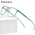 FONEX Pure Titanium Glasses Frame Men Square Myopia Optical Prescription Eyeglass Frame Man 2020 New Silicone Eyewear 8553