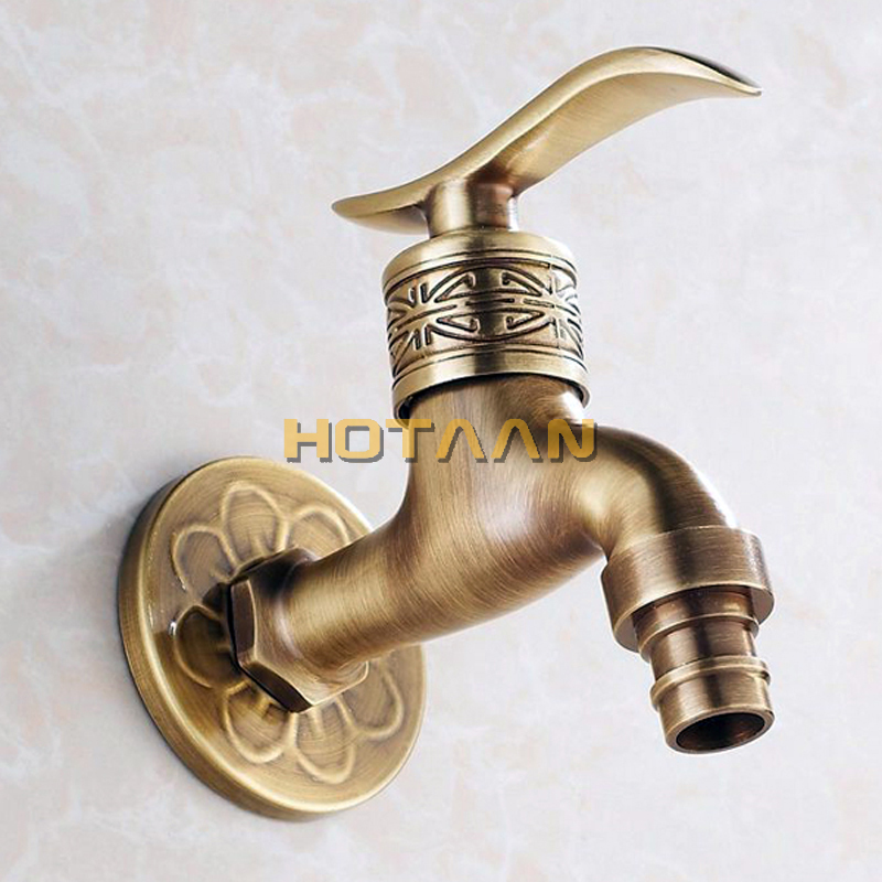 Bibcock faucet tap crane Antique Brass Finish Bathroom Wall Mount Washing Machine Water Faucet Taps YT-5161-A