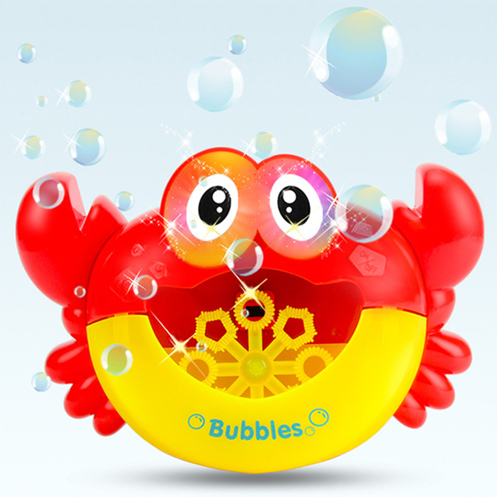 Cute Kid Cartoon Crab LED Light Music Electric Water Bubble Making Blower Bath Machine Toy