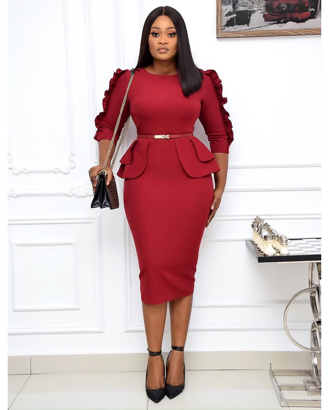 3XL Plus Size Spring Autumn Fashion African Women O-neck Midi Dress American Clothing African Clothes African Clothes For Female