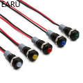 Black Body 6mm Waterproof IP67 Metal LED Warning Indicator Light Signal Lamp Pilot Wire Roud Flat 5V 12V 24V 110V 220V Red Blue