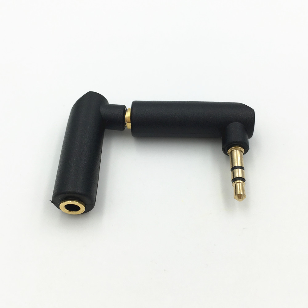 1Pcs Gold Right Angle 3.5mm 3 / 4 Pole Female Stereo to 2.5mm / 3.5mm Male Audio Plug L Shape Jack Adapter Connector