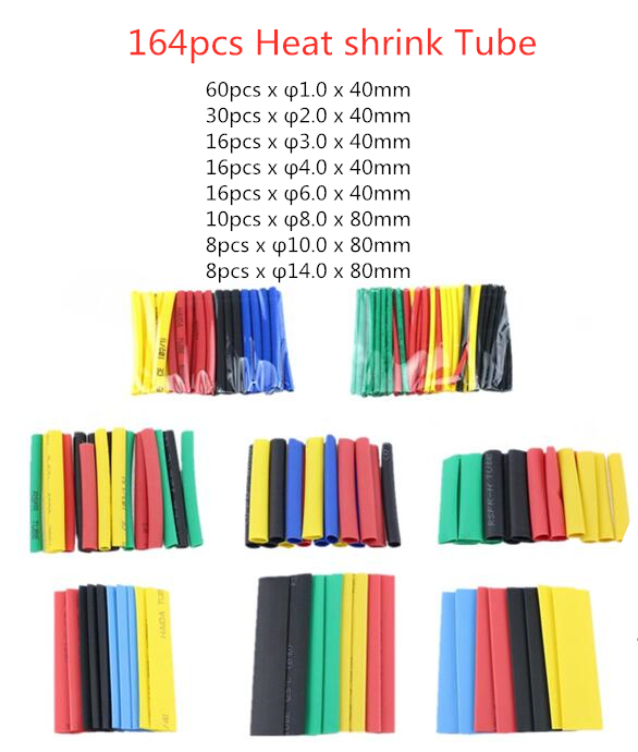 164pcs/328pcs/127pcsSet Polyolefin Shrinking Assorted Heat Shrink Tube Wire Cable Insulated Sleeving Tubing Set 2:1