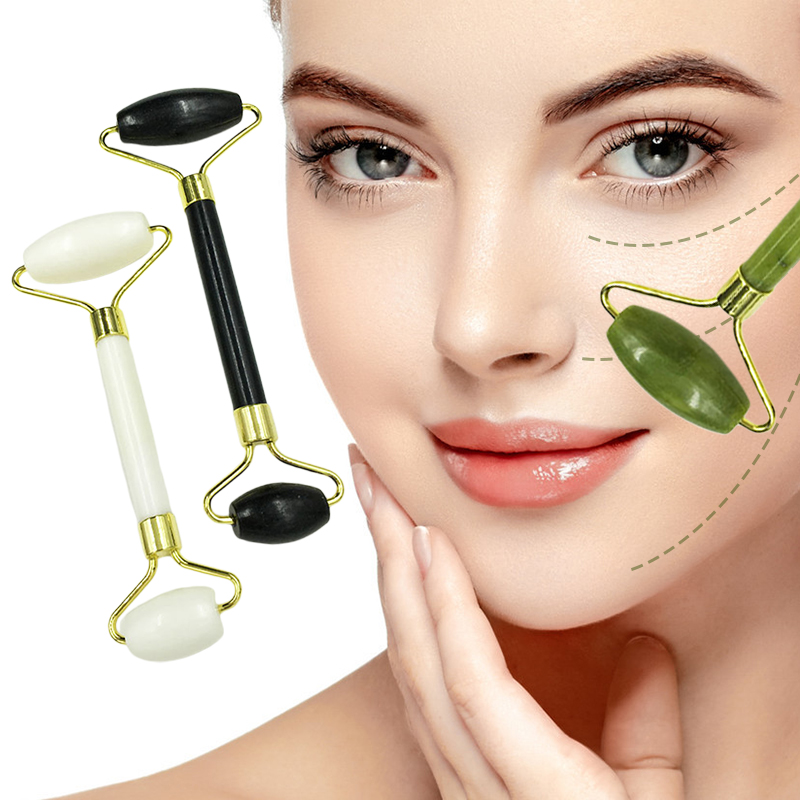 Double Head Jade Stone Massage Roller Facial Skin Care Tool Natural Gouache Scraper Face Lift Beauty Slimming Massagers TSLM1