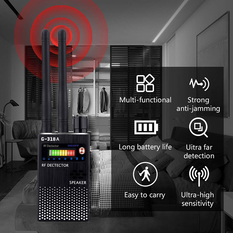 2.4G Wifi RF Signal Finder Anti Candid Camera Detector Spy Hidden Cam Audio Bug GPS Tracke GSM Wireless Device Scanner Black