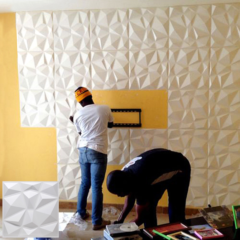 50x50cm 3D tile panel mold plaster wall 3D wall sticker living room 3D wallpaper Waterproof wall cloth ceiling Bathroom Kitchen