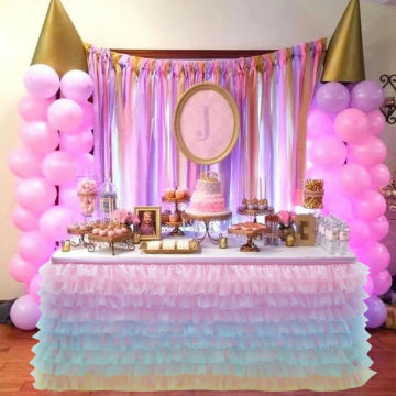 Table Skirt Tulle Table Skirt for Wedding Decoration Baby Shower Birthday Banquet Party Wedding Table Skirting 180x77cm