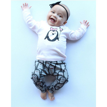 2Pcs Newborn Toddler Baby Girls Clothes Outfits Cartoon Penguin Pattern Long sleeve T-shirt Casual Pants Infant Clothing Set
