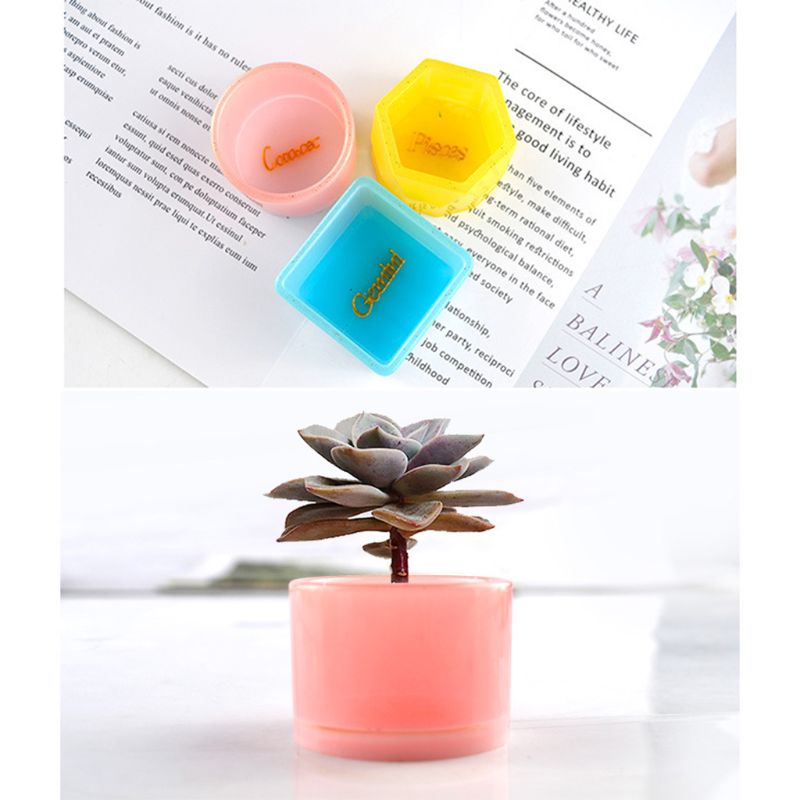 3pcs/set Silicone Mold Geometric Polygonal Concrete Flower Pot Succulent Plant Vase Mould DIY Candle Soap