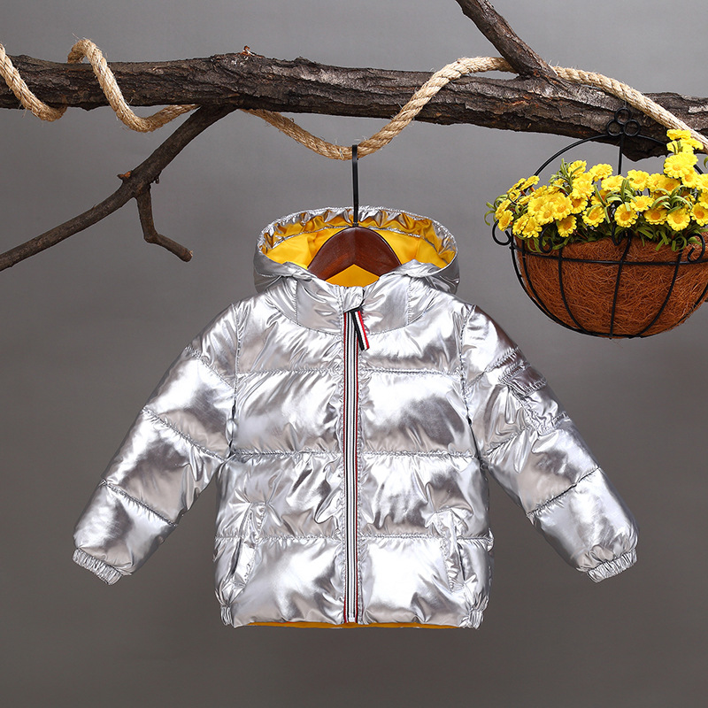 Kids Boys Girls Metal Glossy Down Jacket Fashion Warm Winter Coat Children Thick Clothes Waterproof Outerwear 2-10T