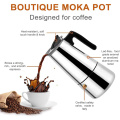 HOT-Stainless Steel Moka Latte Espresso Portable Coffee Maker Stovetop Filter Coffee Pots Percolator,300ML