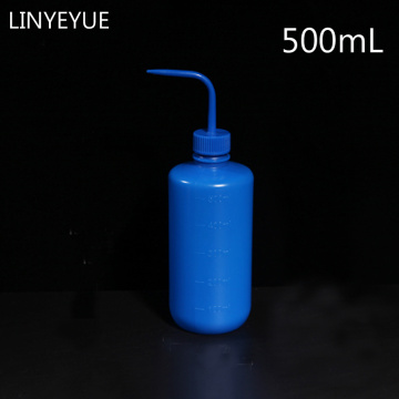 LINYEYUE 500ml Blue Plastic Blow Washing bottle Tattoo Wash Squeezy Laboratory Measuring Bottle