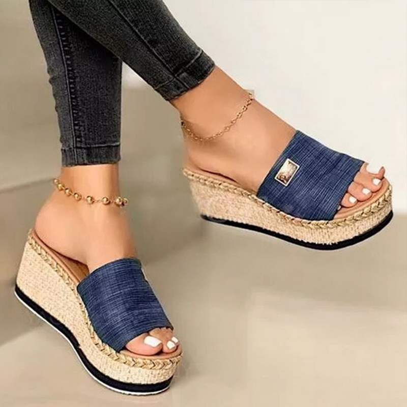 Puimentiua Platform Wedges Slippers Women Sandals 2020 New Female Shoes Fashion Heeled Shoes Casual Summer Slides Slippers Women