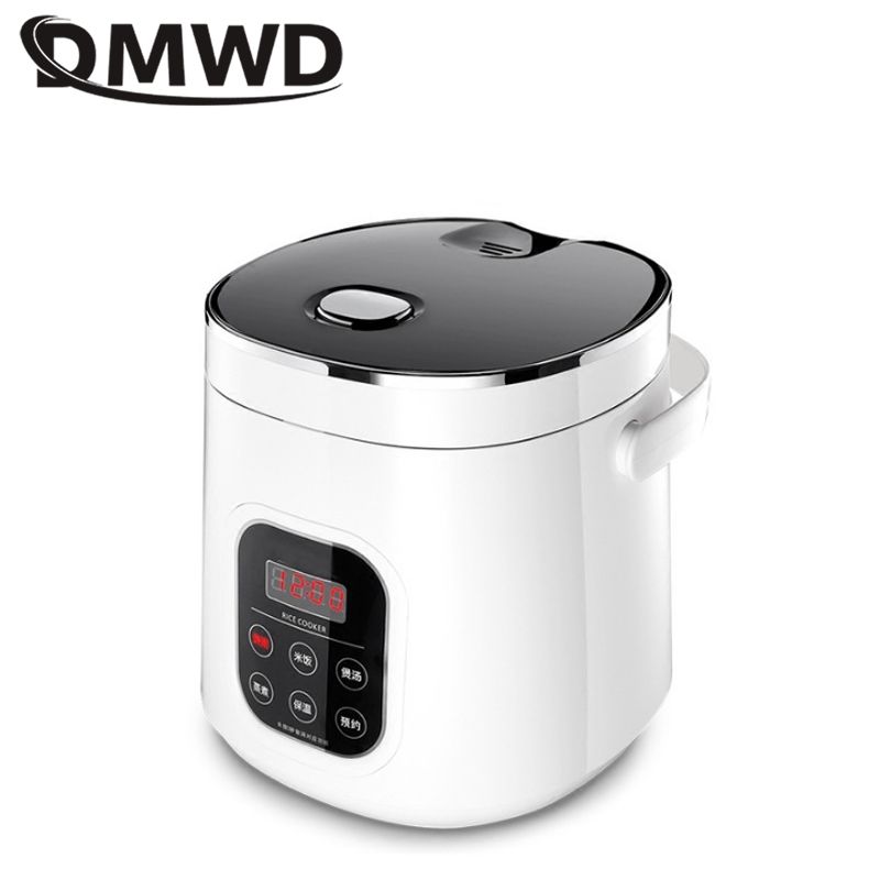 DMWD 1.6L Mini Rice Cooker 12/24V For Car/Truck Soup Stewpot Food Steamer Breakfast Maker For 2-3 People 12H Appointment
