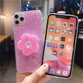 Suitable foriPhone11pro max xs mobile phone case Hyun same flower with bracket small fresh simple fashion silicone female models