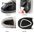 Men shoes Indoor slippers Leather Massage Memory foam 2020 Winter Plush Male Home slippers Fur Adult House slides Waterproof