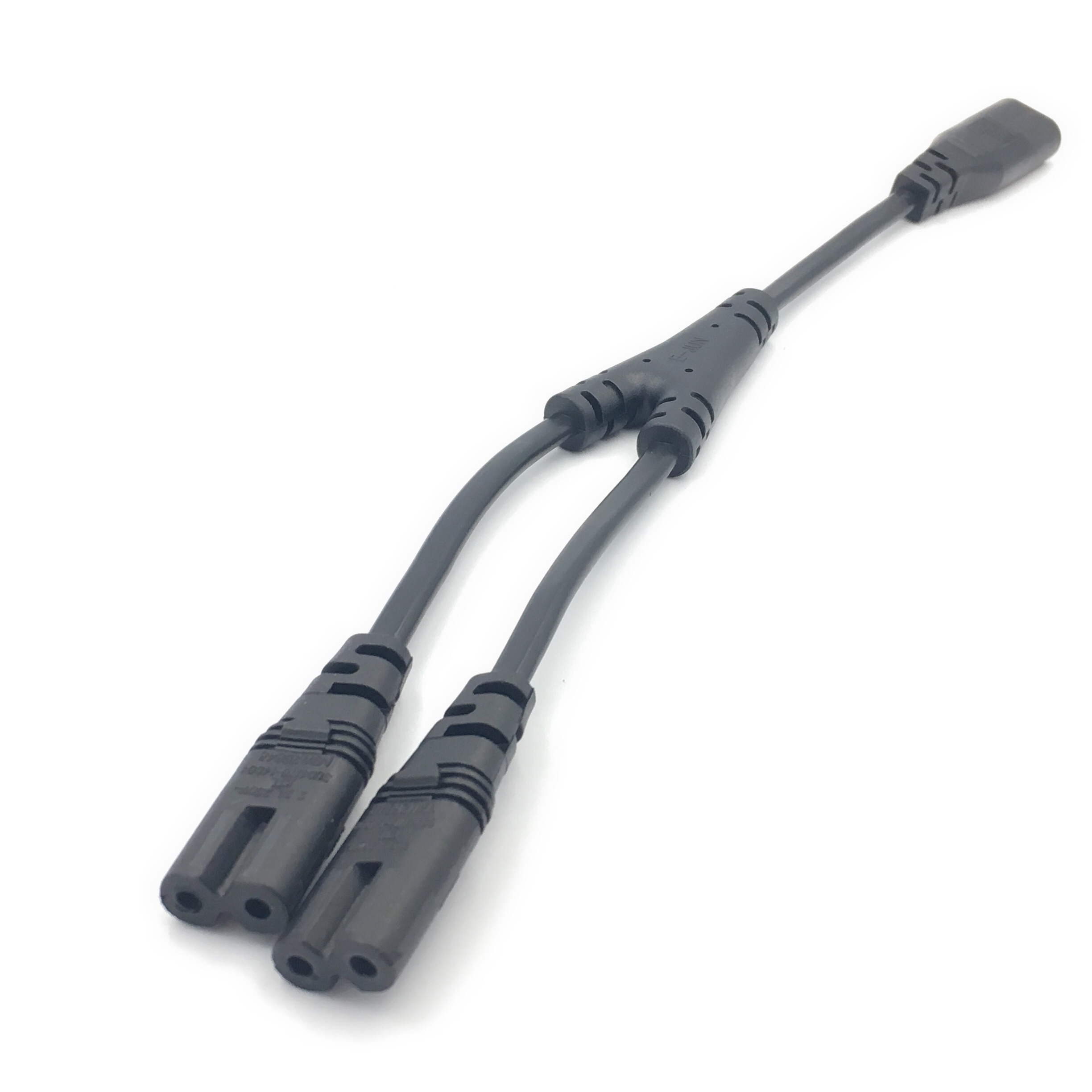 1PC IEC 320 C8 2Pin Male to 2 x C7 Female Y Split Power Cable About 28CM IEC 320 C7 to C8 extension cords C8 male to C7 female