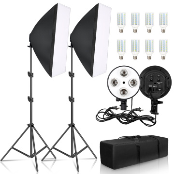 SH Softbox Lighting Kit Photography Continuous 50x70CM Light Soft Box For Photo Studio With 8PCS E27 Socket Lighting Bulbs