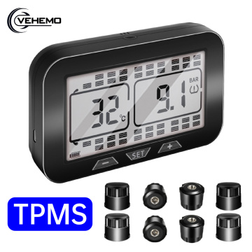 Truck Bus Lorry TPMS Tire Pressure Monitor System With 6/8 External Sensor LCD Display Solar TMPS Tyre Pressure Monitor 0-12bar