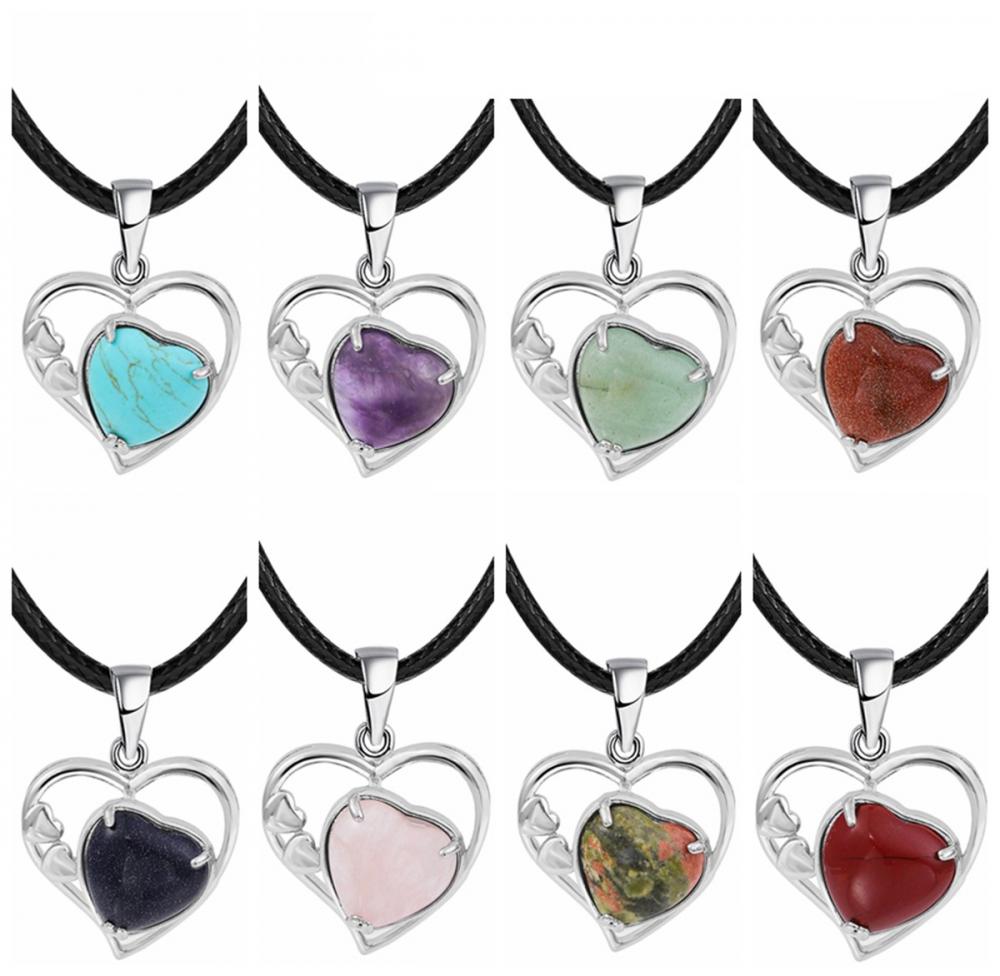 Sodalite Love Heart Birthstone Pendant Gemstone Necklaces for Women