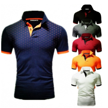 2020 NEW Clothes Men Knitted Polo Shirt Contrast Color Short Sleeve Turn-down Neck Top Breathable Plus Size Sport Men's Polo Tee