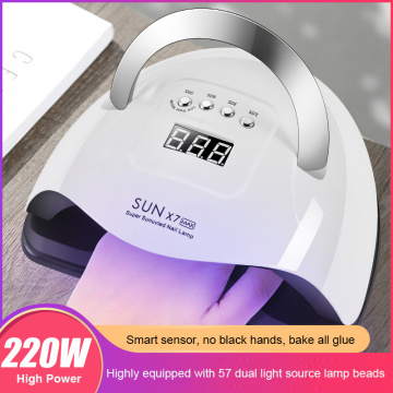 220W UV For Manicure LED Nail Dryer Lamp All Gel Polish Drying UV Gel Smart Timing Nail Art Manicure Tools