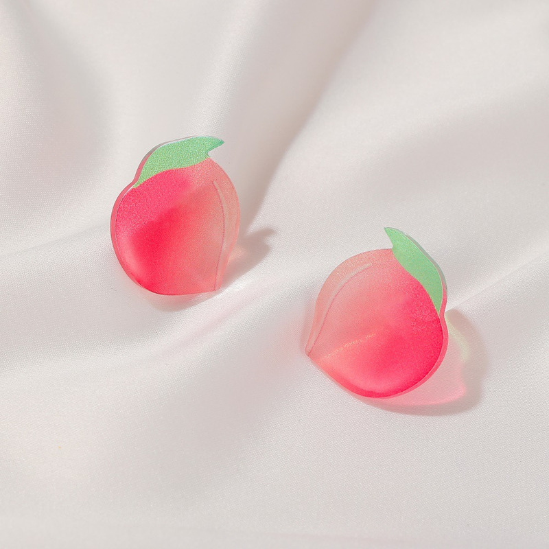 Fashion Acrylic peach ear studs earring for women Sweet and refreshing peach earrings babygirl fashion earring jewelry gift