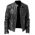 Men Jacket Autumn Winter Stand Collar Zipper leather jacket men Motorcycle Jacket Short Coat Windproof mens leather jacket