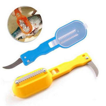 1Pc Knife Skinner Seafood Tool Kitchen Accessories Stainless Steel Fish Scale Remover With Lid Cleaning Fish Skin Scaling